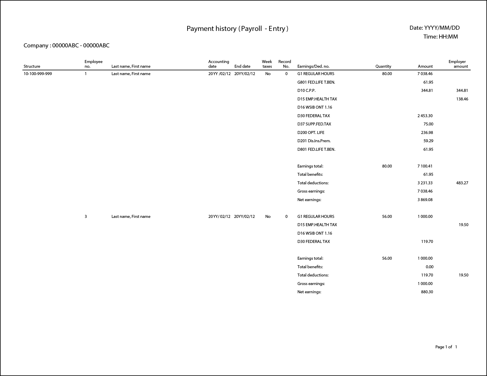 Payment history - Payroll-Entry