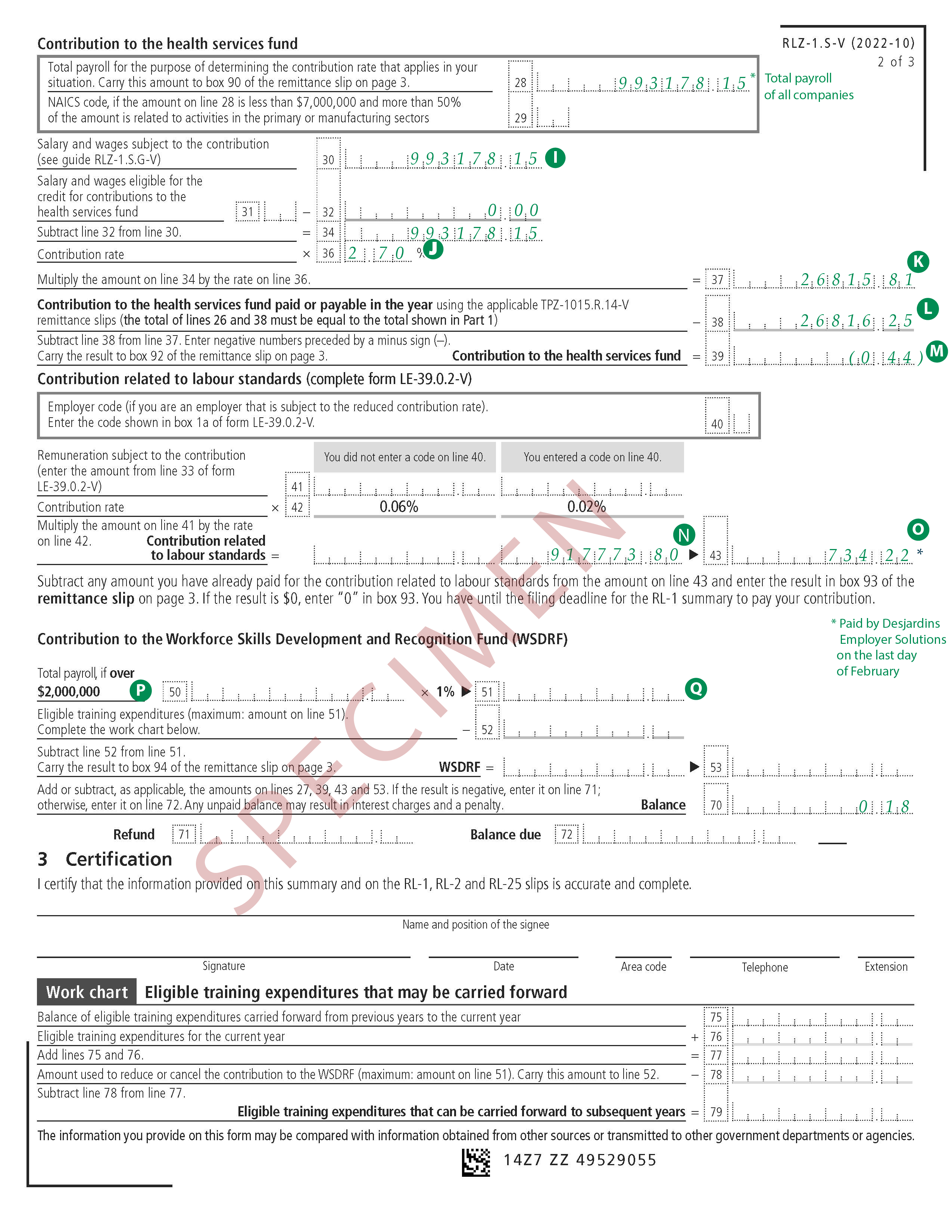 Year-end menu > Year-end activities - Introduction > Completing the RL ...