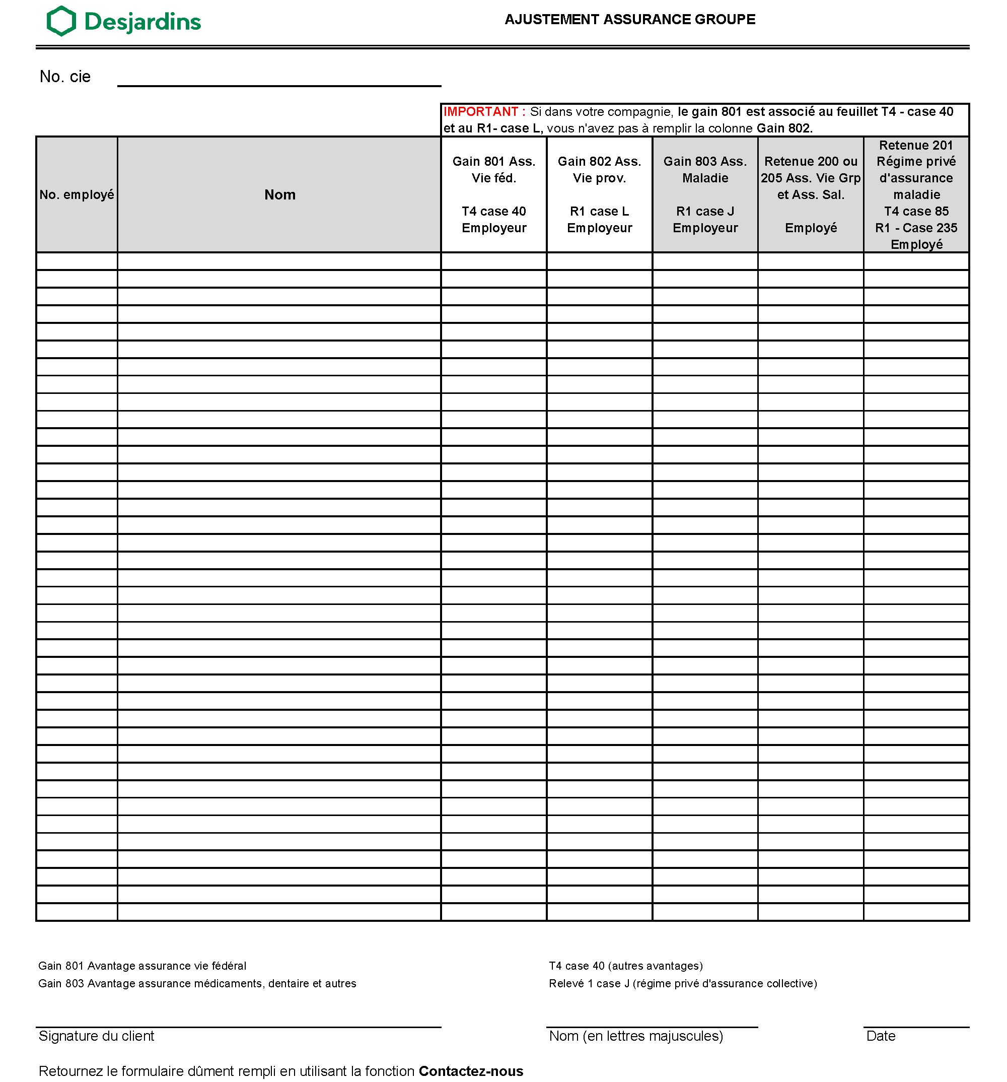 Desjardins_Formulaire assurance groupe_mai 2023