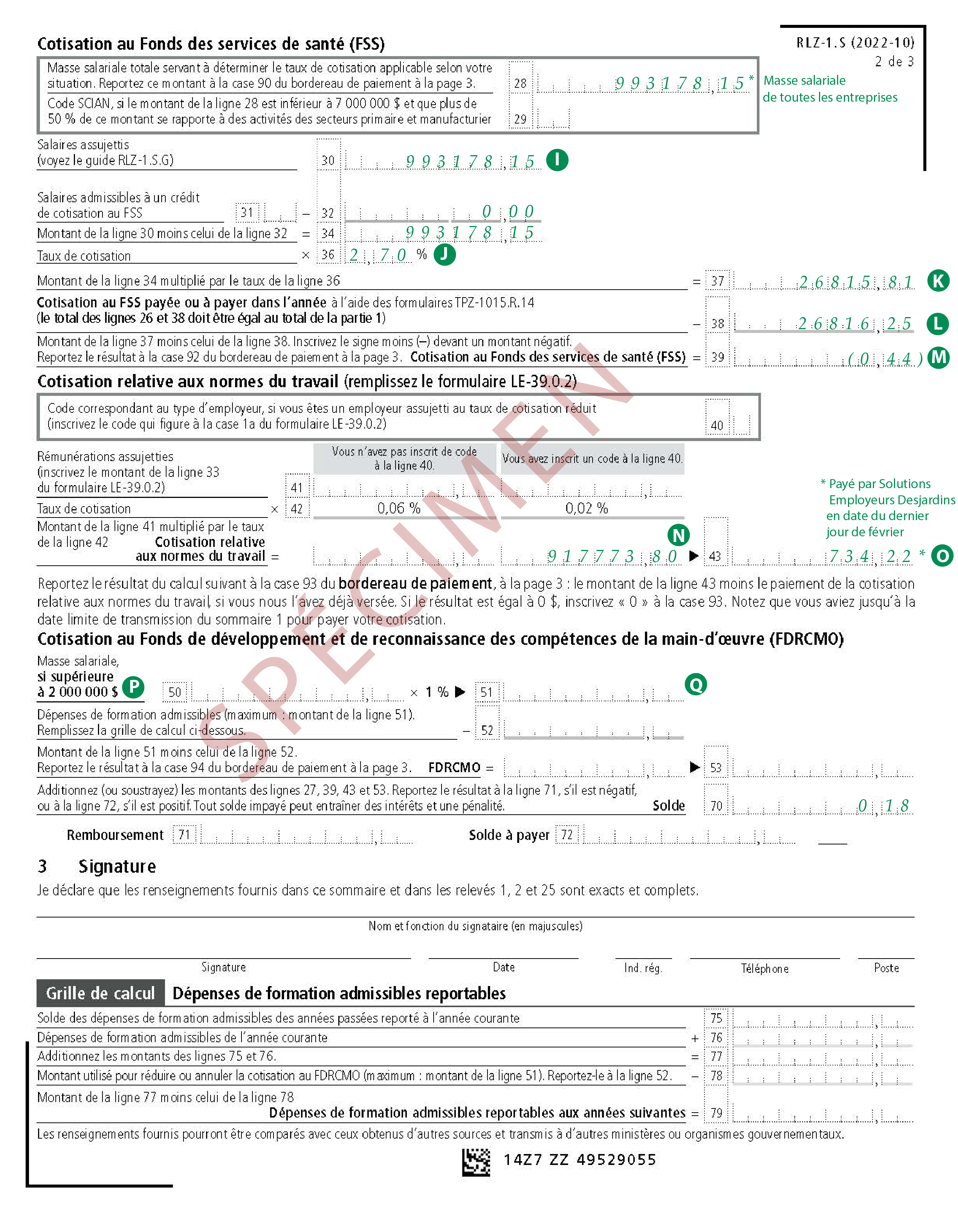 Sommaire Des Retenues Et Des Cotisations De L employeur Fin d'année - Table de matières > Comment remplir la version PDF du Sommaire  RL-1 ? (Formulaire RLZ-1.S) - Québec seulement > Sommaire 1 – Sommaire des  retenues et des cotisations de l'employeur